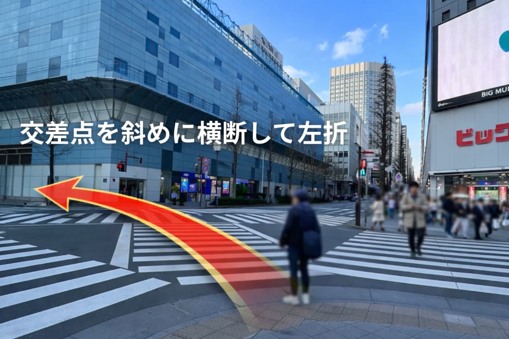 「ビックカメラ」手前の交差点